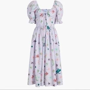 Hill House Midi Dress with Multicolor Sea Motif